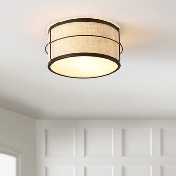 Evan 14" Rustic Farmhouse Iron LED Flush Mount - JONATHAN Y
